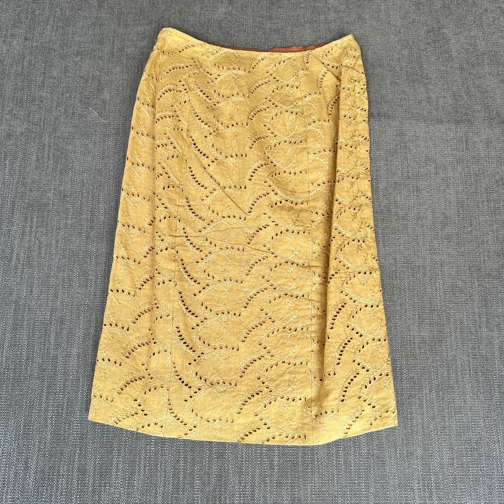 Vtg Ultra Betsey Johnson Two-Piece Blazer & Skirt Suit Set Womens Yellow Eyelet - Picture 14 of 16